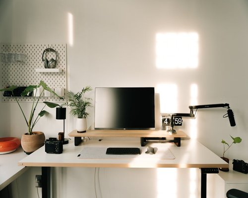 Desk setup with natural light