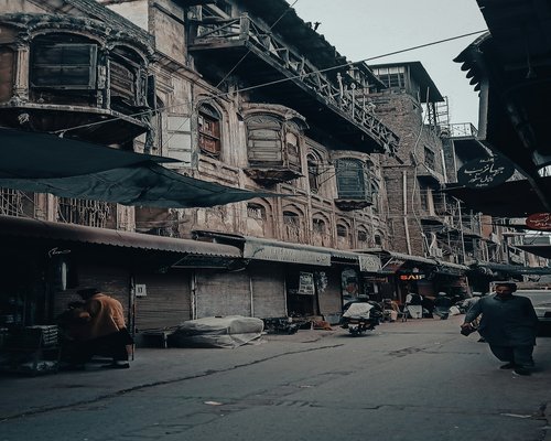 Urban walking in the city morning